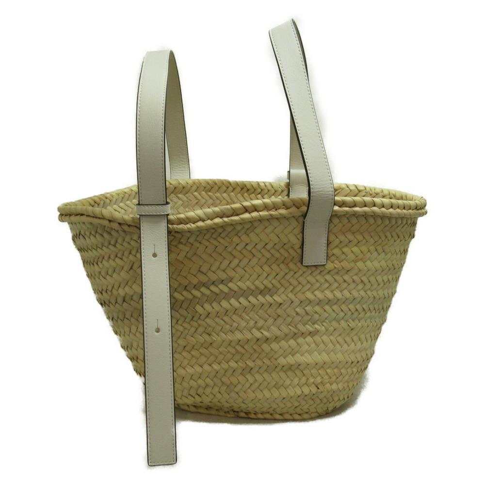 Loewe Natural Shoulder Palm Leaf Bag Basket White Calf - Picture 1 of 9